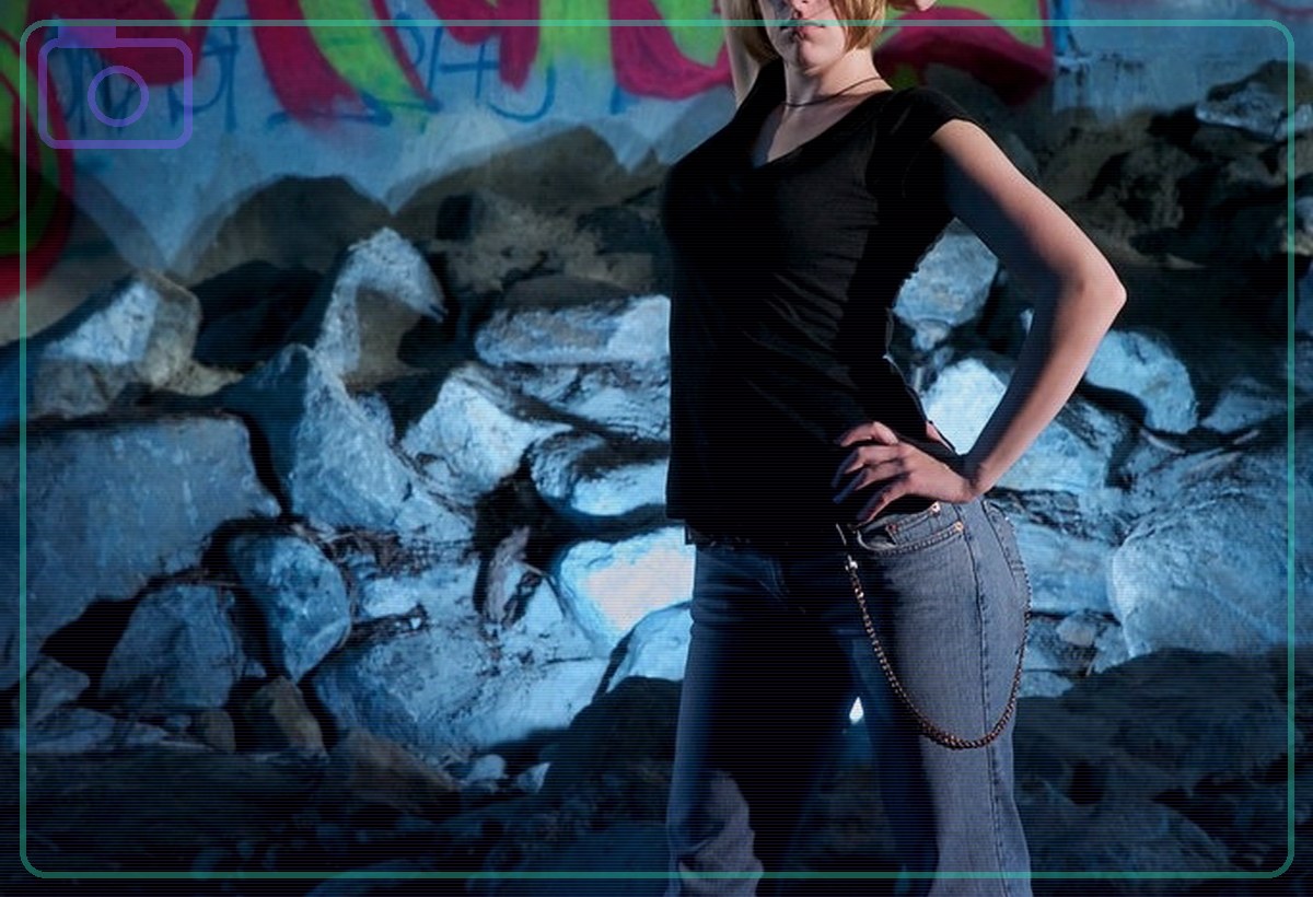 professional photo studio session with lights